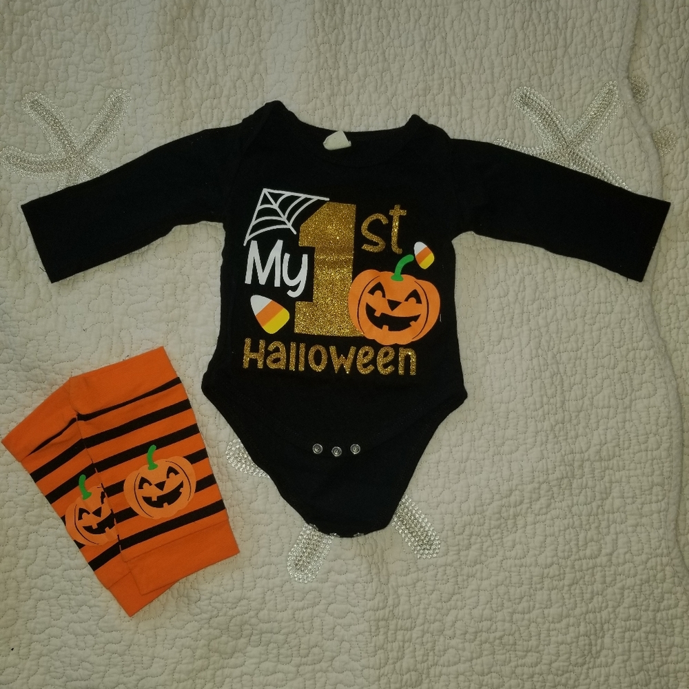 My 1st Halloween onsie with leg warmers